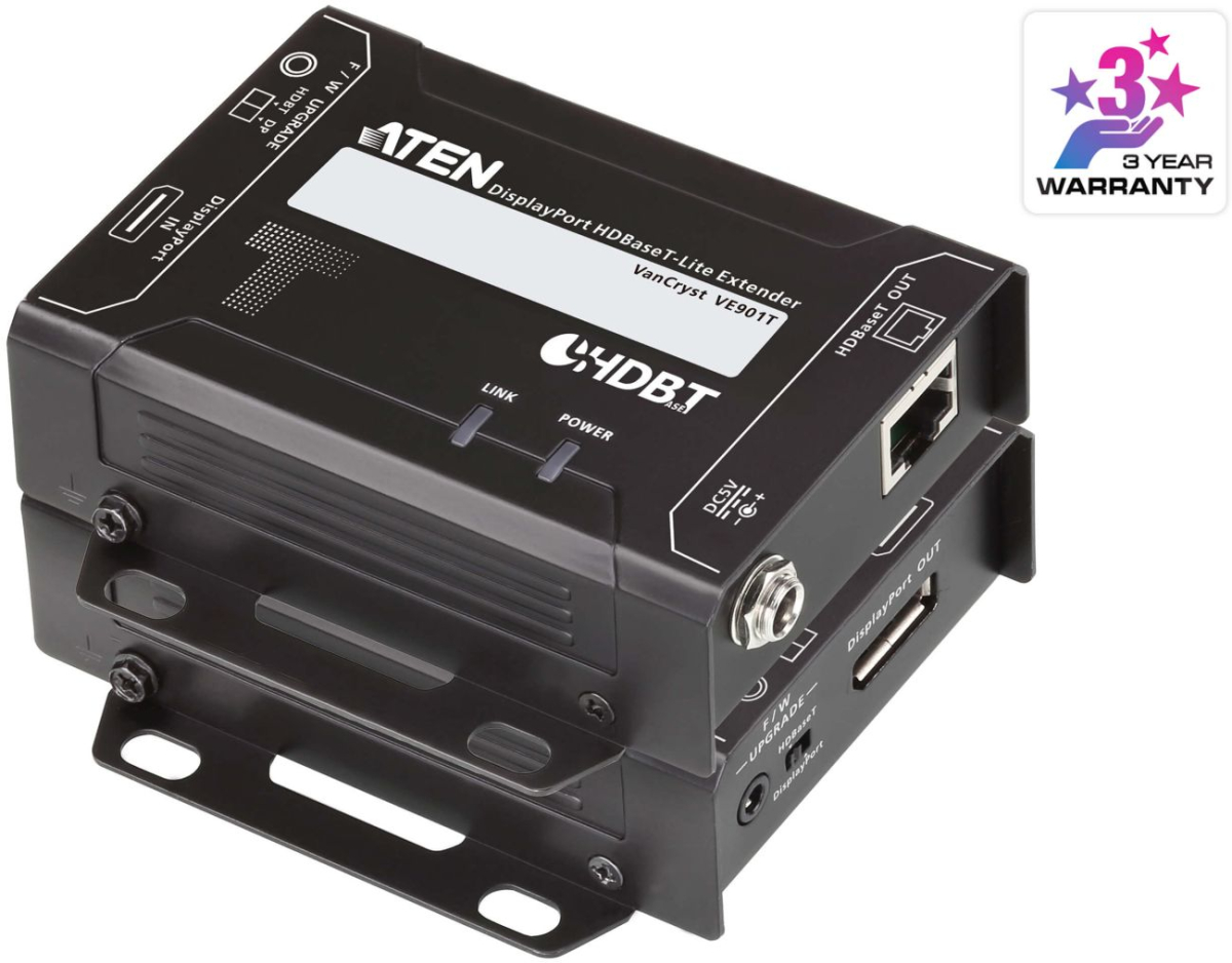 KVM продукт ATEN VE901: DisplayPort видео екстендър, HDBaseT, Cat 5-6, 4K, 40 мна ниска цена с бърза доставка - BestPC.BG