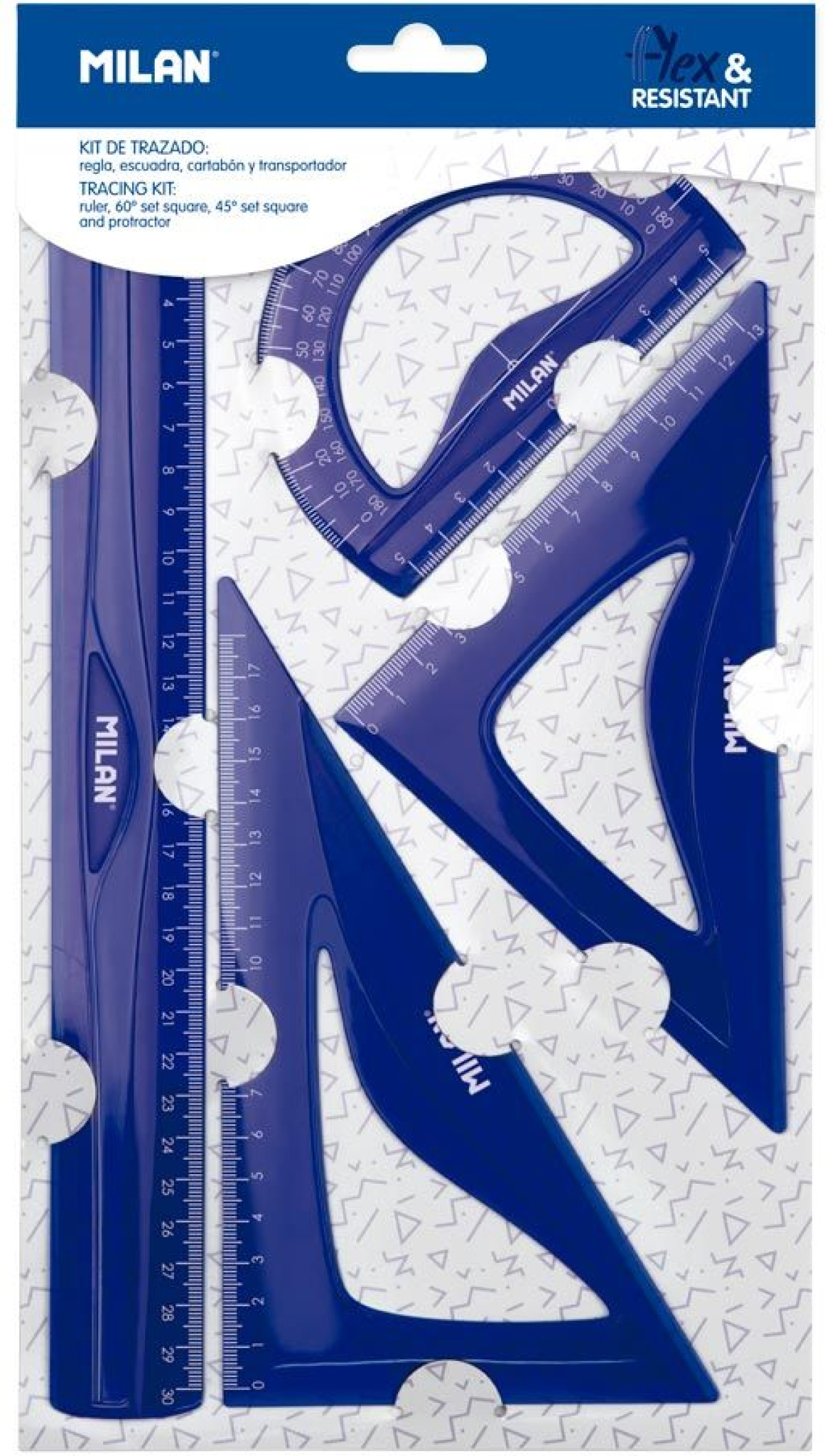 Milan Чертожен комплект Acid Flex & Resistant, 4 части, синна ниска цена с бърза доставка - BestPC.BG