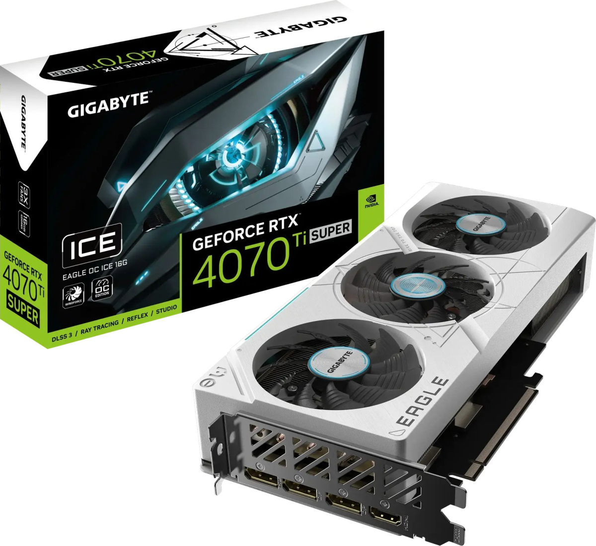 Видеокарта GIGABYTE GeForce RTX 4070Ti SUPER EAGLE OC ICE 16GB GDDR6X, 1х HDMI, 3x DPна ниска цена с бърза доставка - BestPC.BG