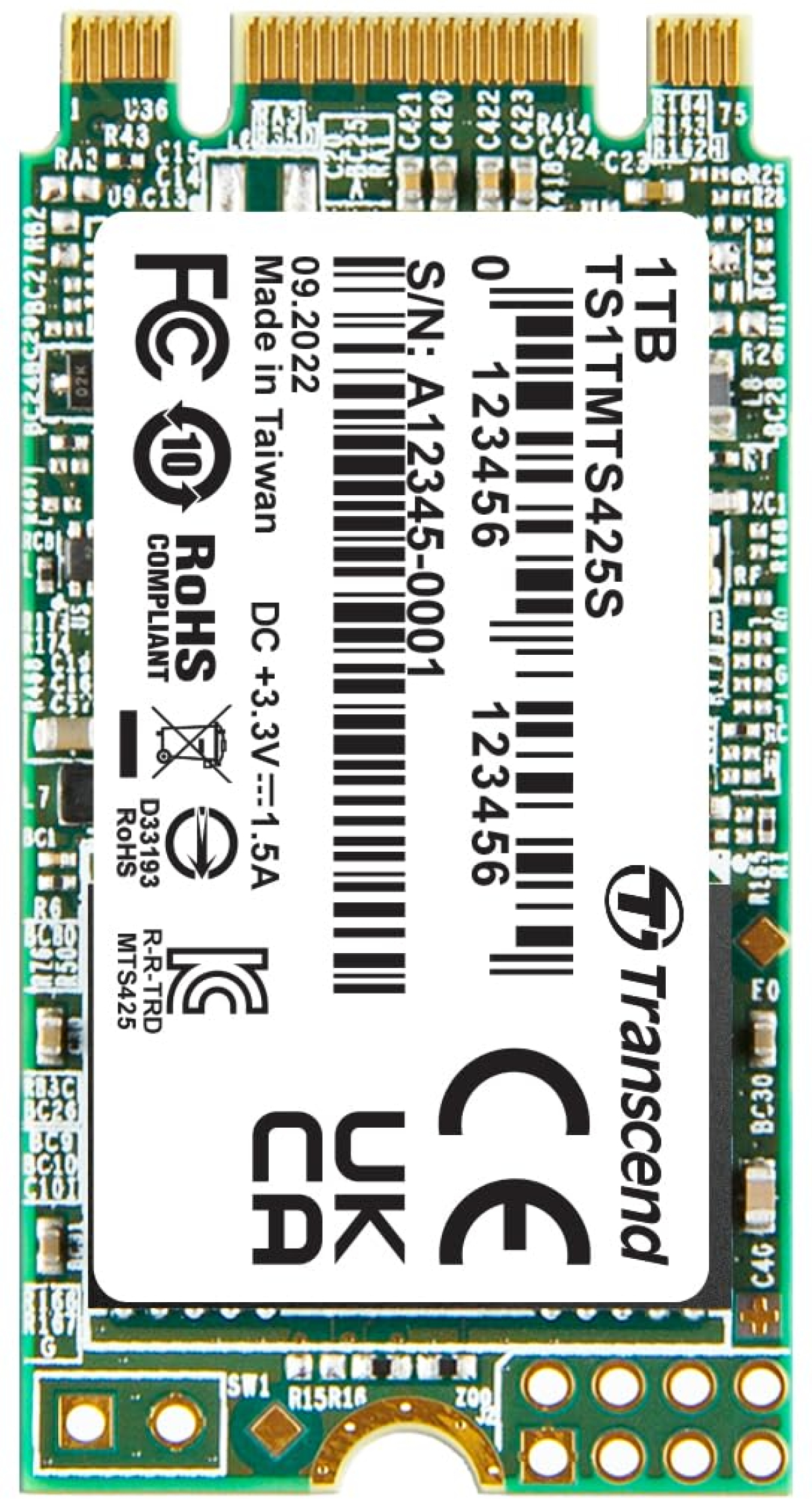 SSD Transcend M.2 SSD 425S, 1TB, 550 MB/s, 500 MB/s, SATA III 6Gb/sна ниска цена с бърза доставка - BestPC.BG