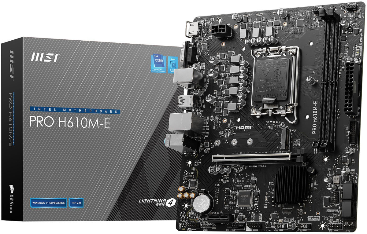 Дънна платка MSI PRO H610M-E, LGA1700, 2х DDR5, 1000 Mb/s, 1х HDMI, 1x VGA, Micro ATXна ниска цена с бърза доставка - BestPC.BG