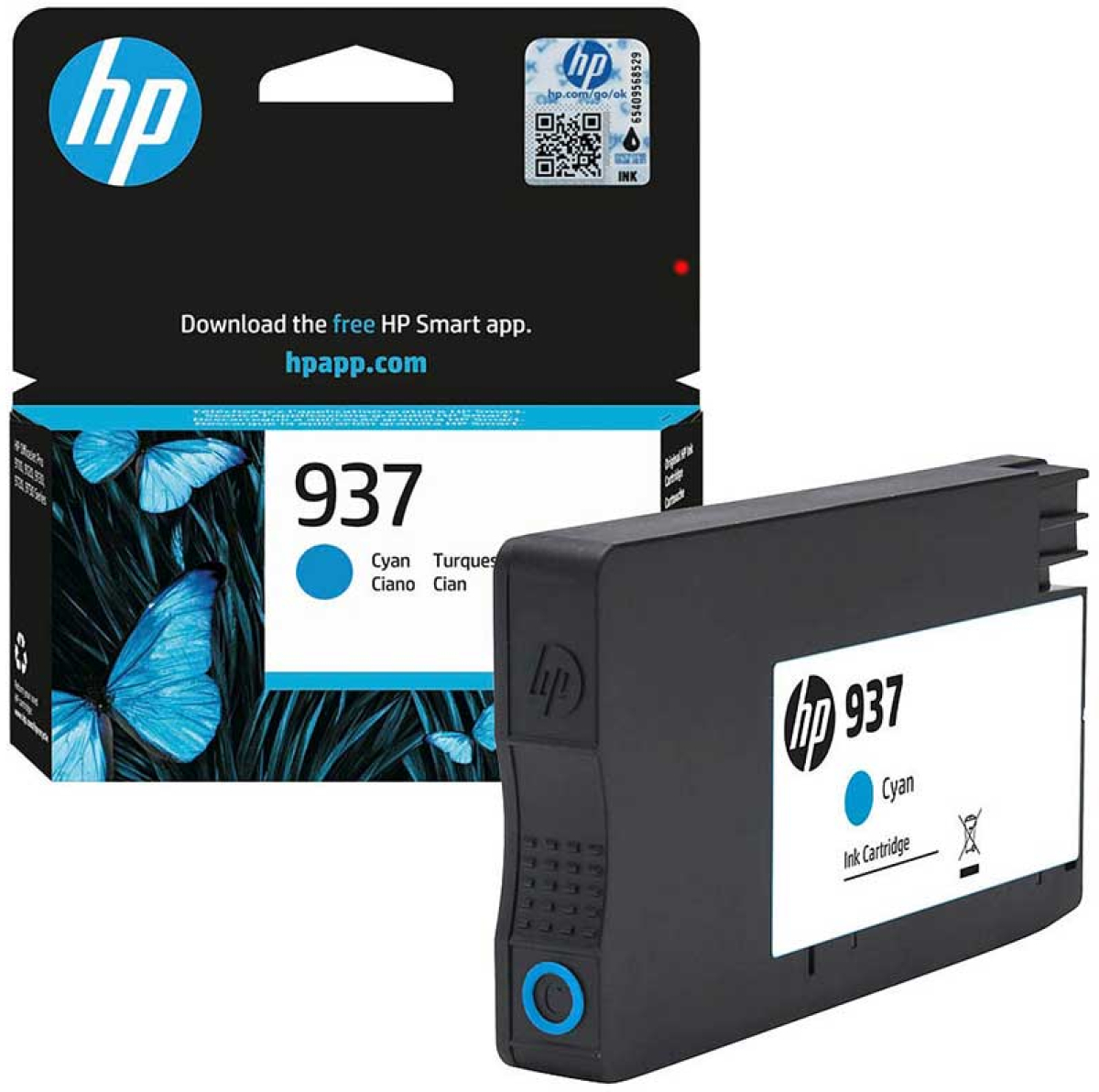 Касета с мастило HP Патрон 4S6W2NE, No937, 800 страници-5%, Cyanна ниска цена с бърза доставка - BestPC.BG