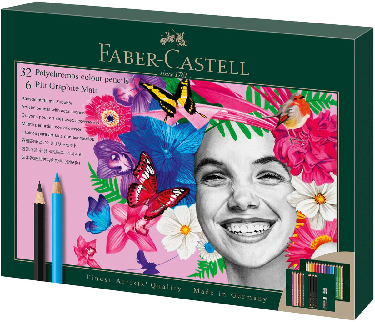 Faber-Castell Цветни моливи Polychromos, 36 цвята и чернографитни моливи, 6 бр.на ниска цена с бърза доставка - BestPC.BG