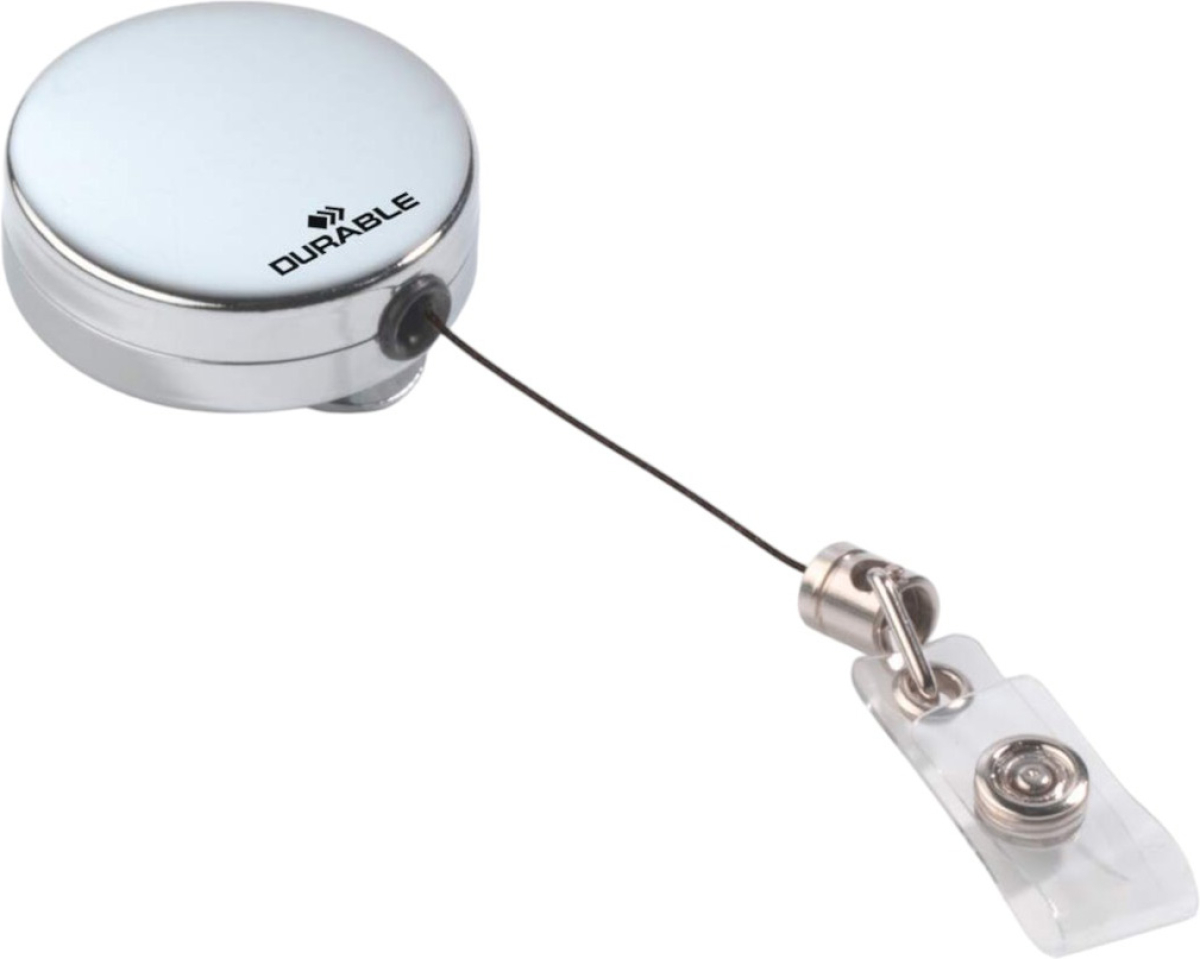 Продукт Durable Ретрактор Chrome, ролетен държач за бадж, с клипс, метален, 10 брояна ниска цена с бърза доставка - BestPC.BG