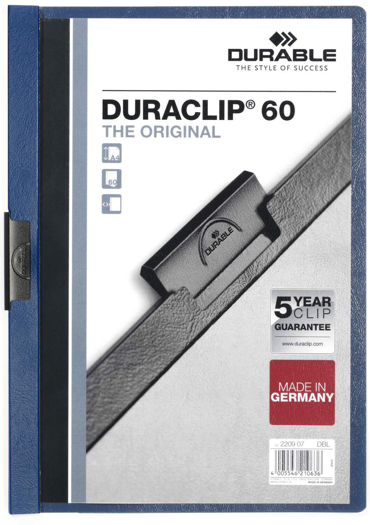 Durable Папка Duraclip 60, A4, тъмносиняна ниска цена с бърза доставка - BestPC.BG
