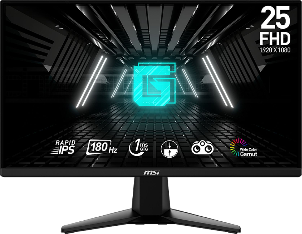 Монитор MSI G255F, 24.5" Full HD, IPS, 1 ms, 180 Hz, 300 cd/m2, HDMI, DisplayPort, Черенна ниска цена с бърза доставка - BestPC.BG
