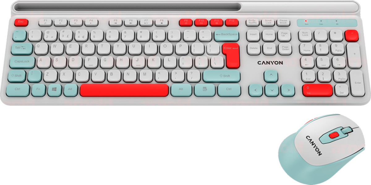 Клавиатура CANYON HSET-W5 EN Keyboard+Mouse AAA+AA Wireless Бялана ниска цена с бърза доставка - BestPC.BG