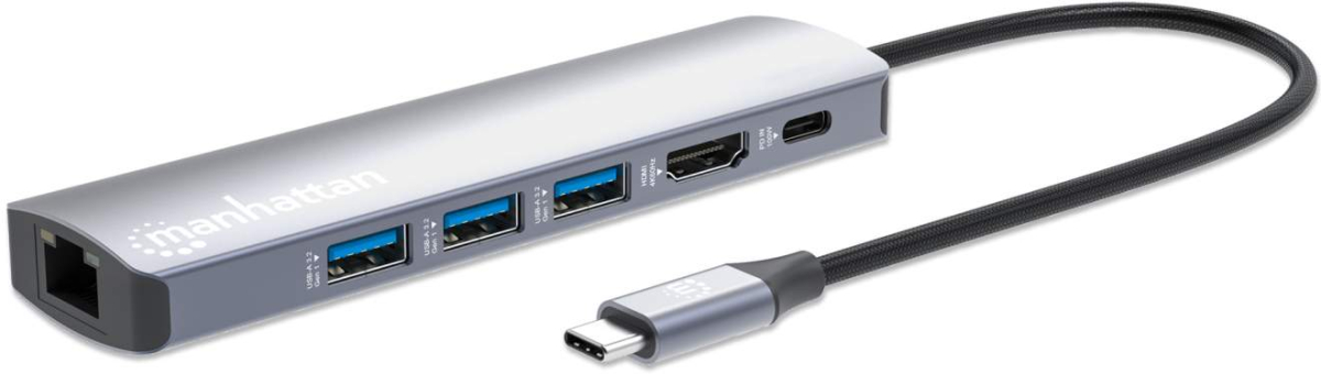 Докинг станция MANNATTAN 153959 : USB Type-C PD 6-in-1, USB-C PD 100W, HDMI 4K60Hzна ниска цена с бърза доставка - BestPC.BG