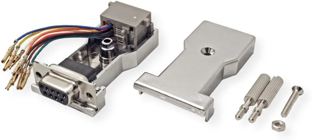 ROLINE 12.03.7529 : Адаптер DB9 - RJ-45, 8P - 8C 8-Wire, сребристна ниска цена с бърза доставка - BestPC.BG