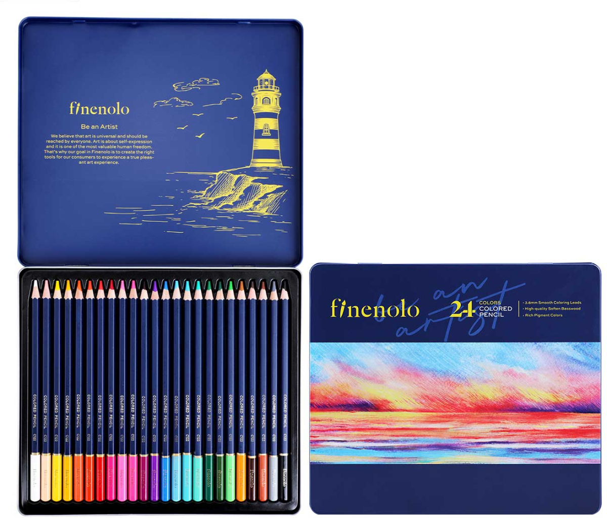 Deli Цветни моливи Finenolo, 24 цвята, в метална кутияна ниска цена с бърза доставка - BestPC.BG
