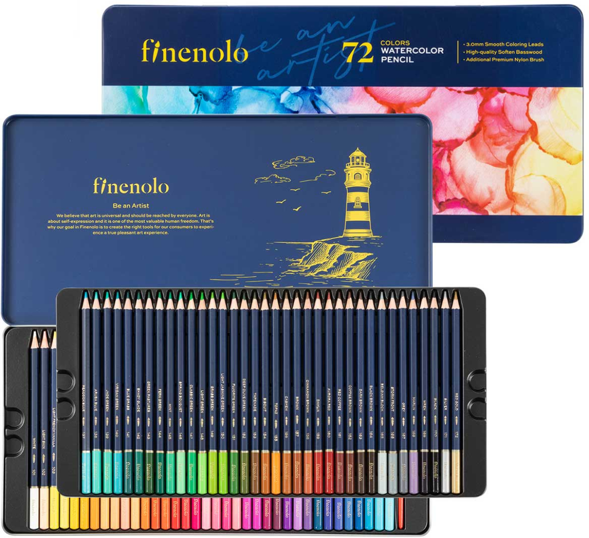 Deli Акварелни моливи Finenolo, 72 цвята, в метална кутияна ниска цена с бърза доставка - BestPC.BG