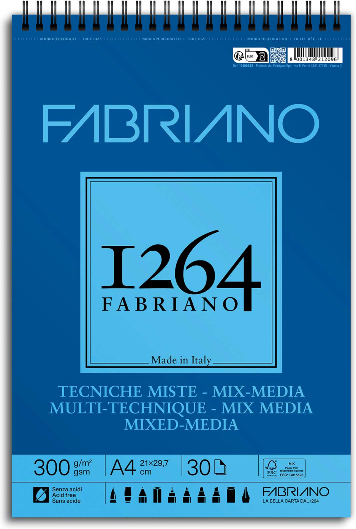 Fabriano Скицник, за смесени техники, А4, 300 g-m2, вълниста текстура, 30 листана ниска цена с бърза доставка - BestPC.BG