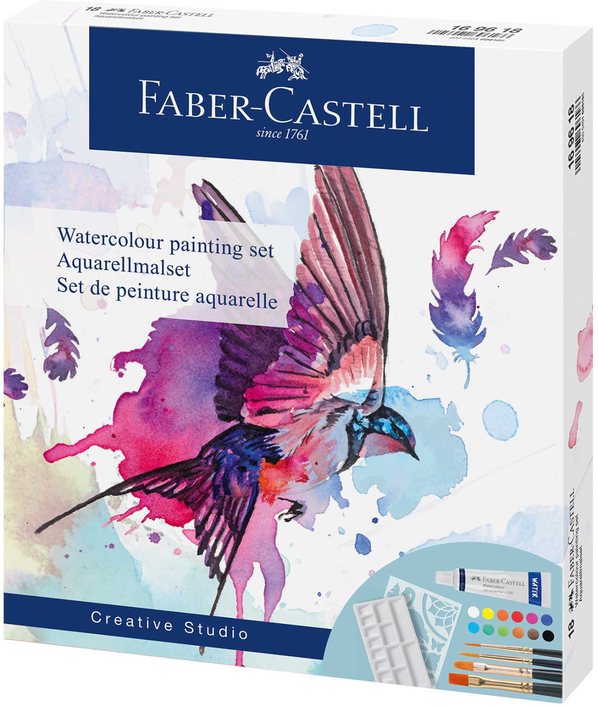 Faber-Castell Акварелни бои Creative Studio, 18 броя, с шаблон за рисуванена ниска цена с бърза доставка - BestPC.BG