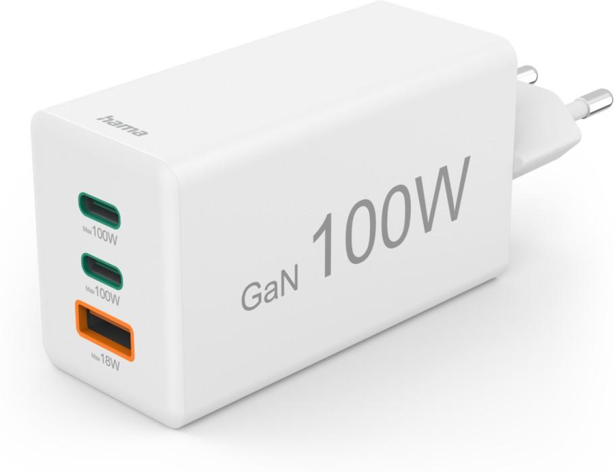 Принадлежност за смартфон HAMA Бързо зарядно 220V, 100 W GaN, 2x USB-C PD, 1x USB-A QCна ниска цена с бърза доставка - BestPC.BG