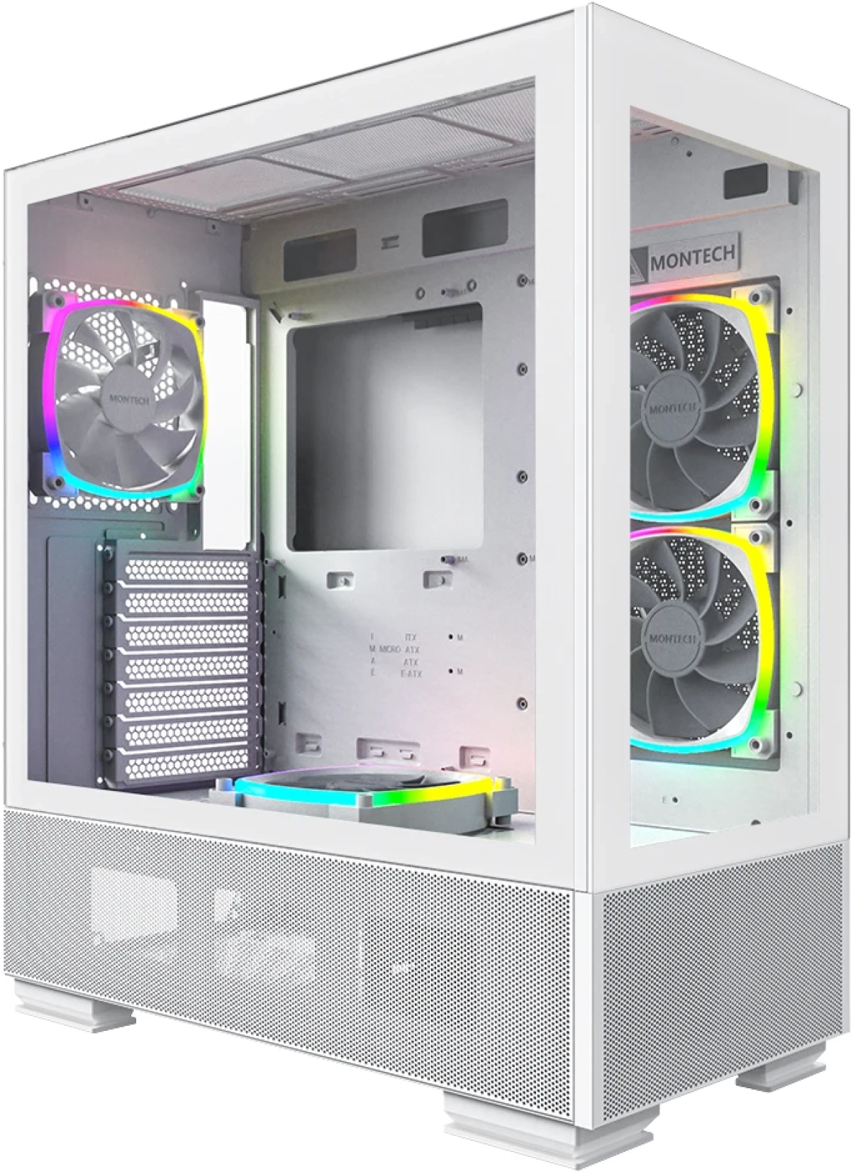 Кутия Montech SKY TWO, Mid-tower Case, TG, 4x120мм ARGB Fans, Бялна ниска цена с бърза доставка - BestPC.BG