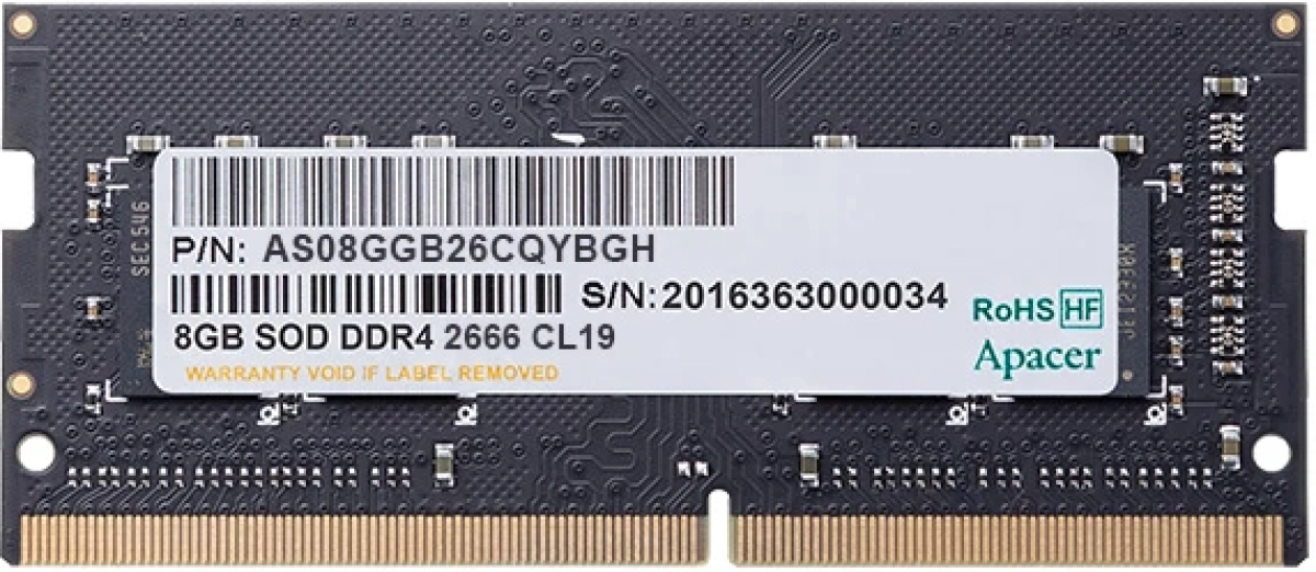 Apacer памет RAM 8GB DDR4 SODIMM 1024x8 2666MHz - AS08GGB26CQYBGHна ниска цена с бърза доставка - BestPC.BG