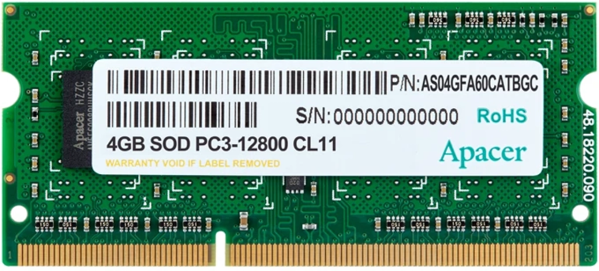 Apacer памет RAM 4GB DDR3 SODIMM 512x8 1600MHz - AS04GFA60CATBGCна ниска цена с бърза доставка - BestPC.BG