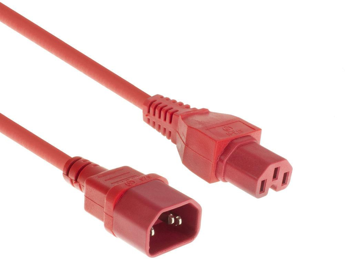 Захранващ кабел ACT, C14 - C15, 2m, Червенна ниска цена с бърза доставка - BestPC.BG