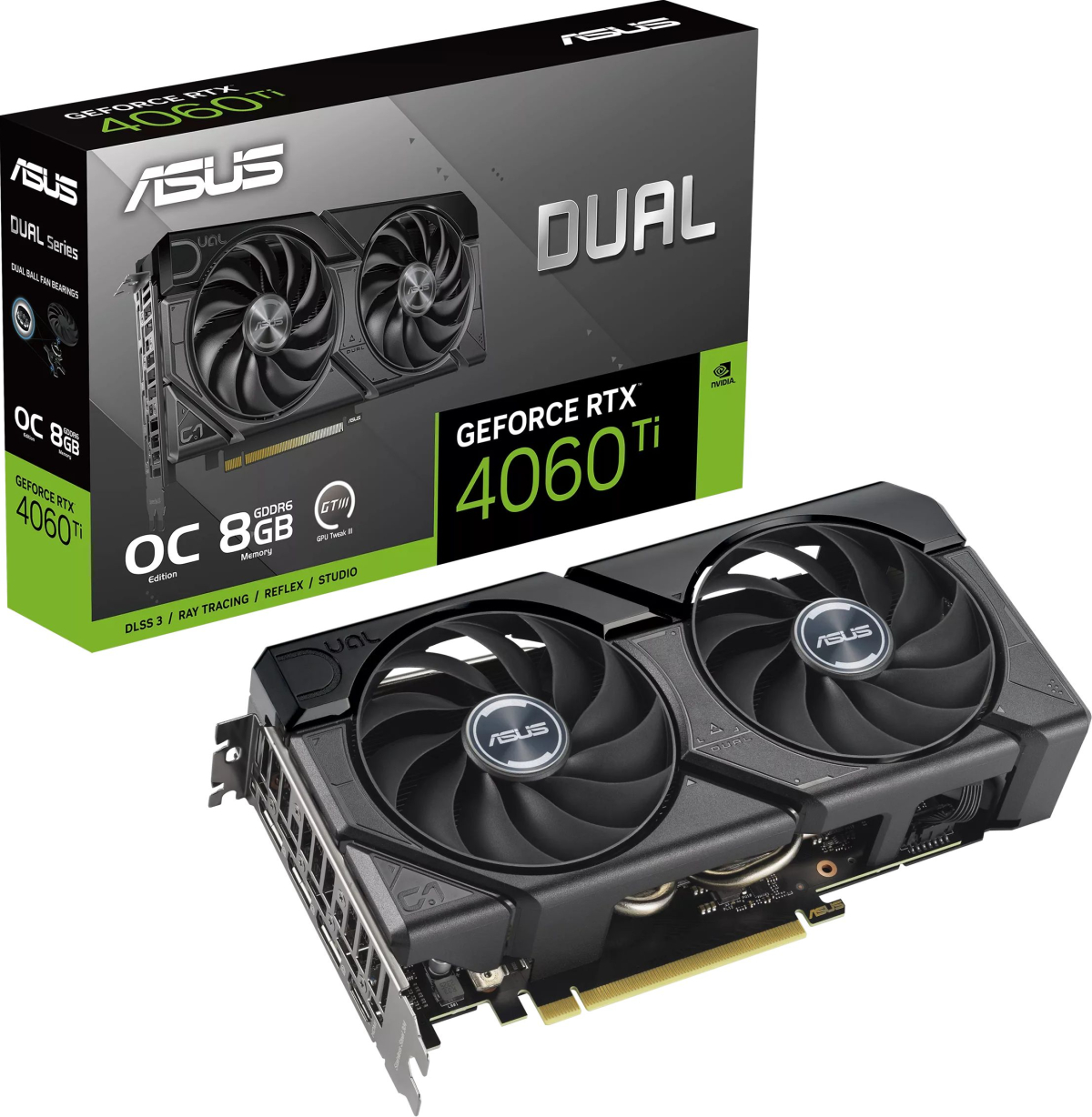 Видеокарта ASUS GeForce RTX 4060 Ti Dual EVO OC 8GB GDDR6, 1x HDMI 2.1, 3x DisplayPort 1.4aна ниска цена с бърза доставка - BestPC.BG