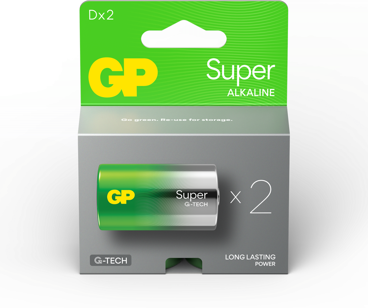 Алкална батерия GP SUPER LR20, 2 бр. в опаковка - блистер, 1.5Vна ниска цена с бърза доставка - BestPC.BG