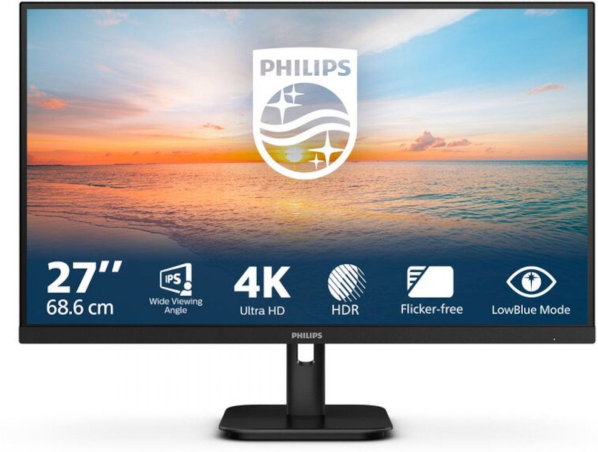 Монитор Philips 27E1N1800A/00, 27\'\', IPS WLED panel, AG, 4K UHD 3840x2160, 16:9, 60Hz, 4ms, 350 cd/m2, 2x HDMI, DisplayPortна ниска цена с бърза доставка - BestPC.BG