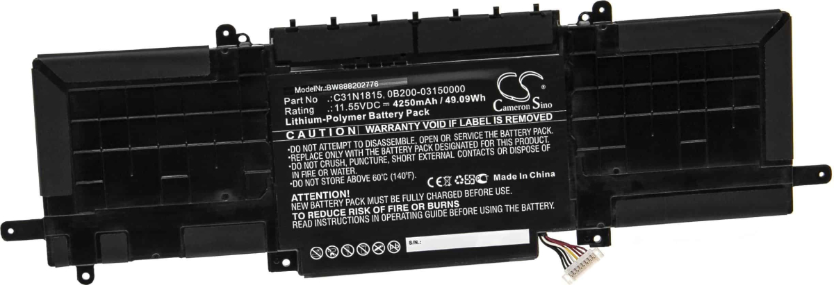 Батерия за лаптоп Asus, 3 клетки, 11.55V, 39Wh, Заместителна ниска цена с бърза доставка - BestPC.BG