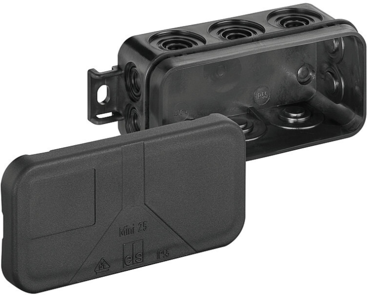 Продукт Разклонителна кутия за открит монтаж 89x43 x38mm Черен IP55 HF Mini 25-L/sw - Spelsberg Mini 25-L/sw S31010801на ниска цена с бърза доставка - BestPC.BG