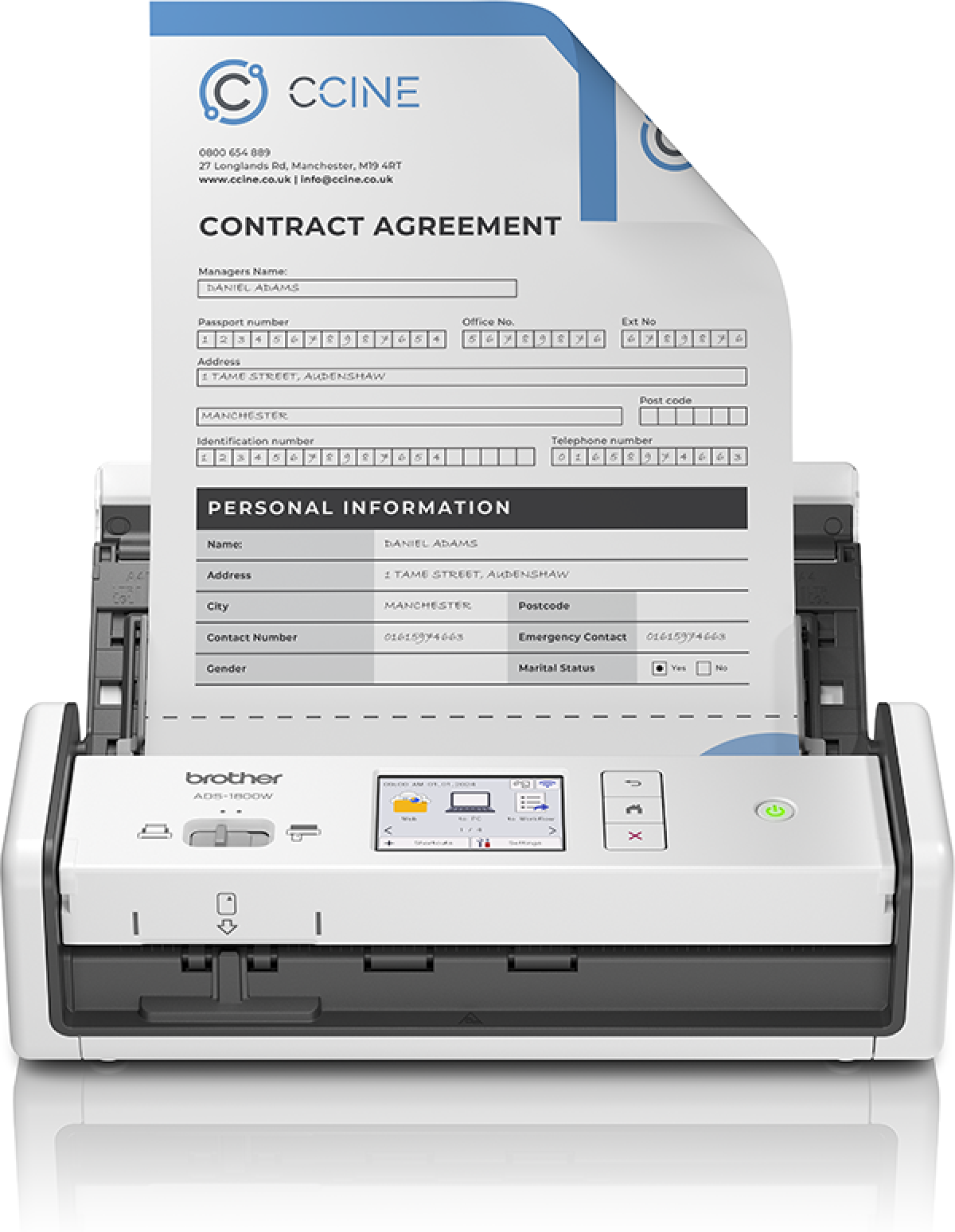 Скенер BROTHER ADS-1800W Compact portable document scanner Duplex Wi-Fi LCDна ниска цена с бърза доставка - BestPC.BG