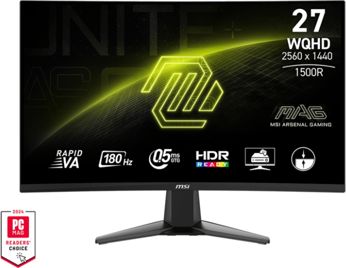 Монитор MSI MAG 27CQ6F, 27", Rapid VA, 180Hz, 0.5ms, WQHD 2560x1440, FreeSync, VRR, Console modeна ниска цена с бърза доставка - BestPC.BG