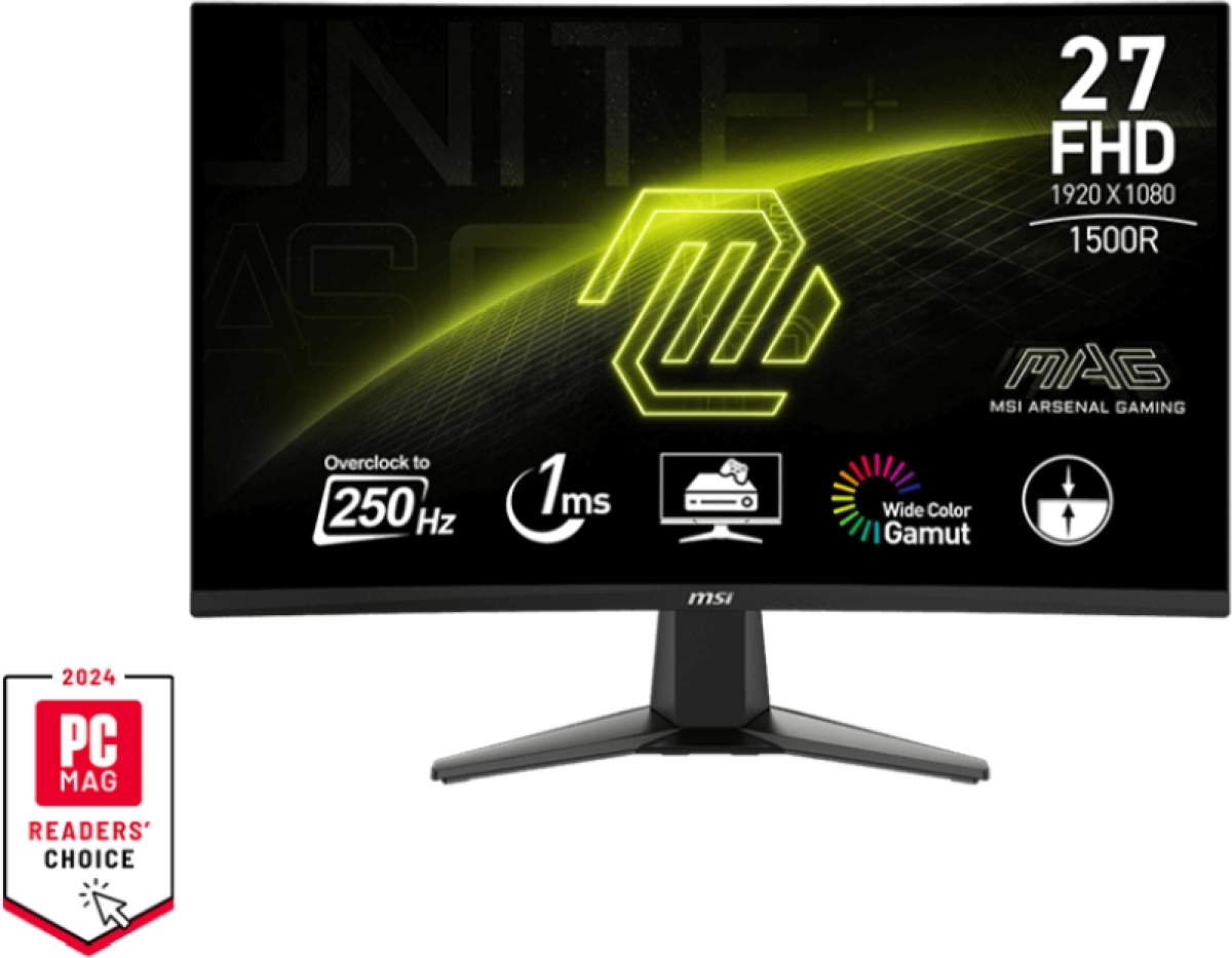 Монитор MSI MAG 27C6X, 27", VA, 240Hz, 250Hz(OC), 1ms, Curved, FHD 1920x1080, 1x Display Port (1.2a)на ниска цена с бърза доставка - BestPC.BG