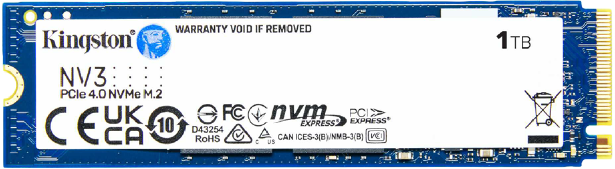 SSD Kingston NV3, 1TB, M.2 2280, PCI Express 4.0 x4, До 6000 MB/s, 3D NAND Flashна ниска цена с бърза доставка - BestPC.BG
