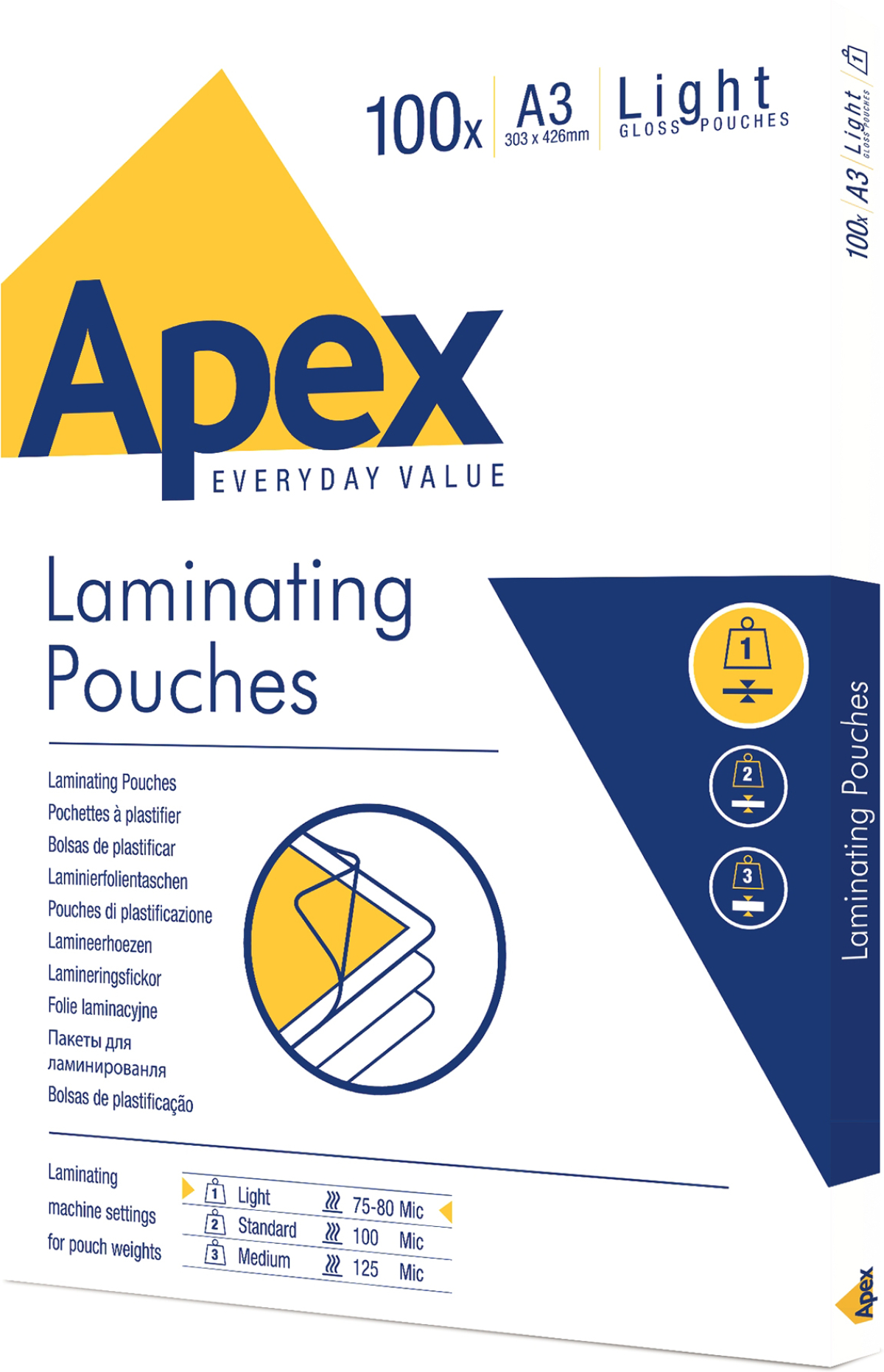 Хартия за принтер Фолио за ламиниране Apex, A3, 80 микрона, 100 брояна ниска цена с бърза доставка - BestPC.BG