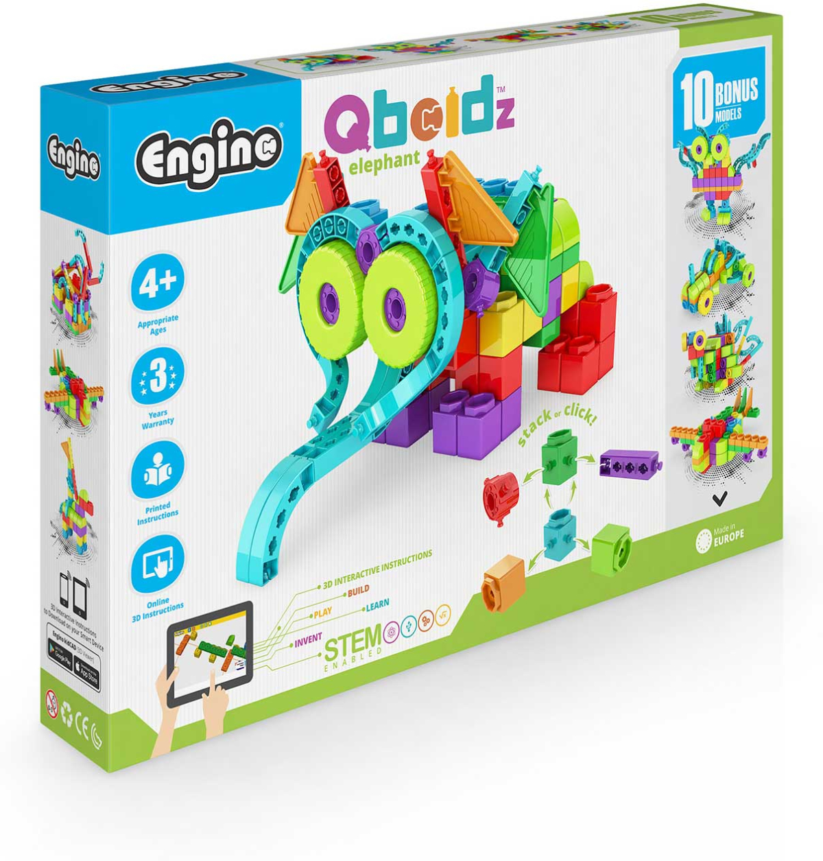 Engino Конструктор Qboidz - Слон, 10 в 1на ниска цена с бърза доставка - BestPC.BG