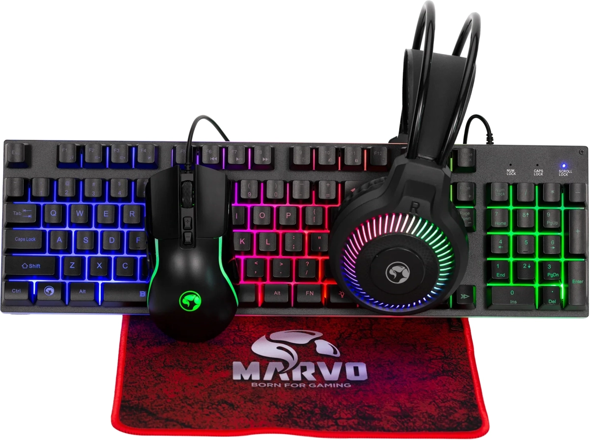 Клавиатура Геймърска Gaming COMBO Loot 40 CM416 4-in-1 - Keyboard, Headset, Mouse, Mousepad - MARVO-CM416на ниска цена с бърза доставка - BestPC.BG