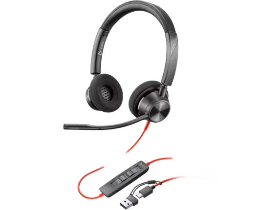 Слушалки HP Poly Blackwire 3320 Stereo Microsoft Teams Certified USB-C +USB-C-A адаптер 8X220AA, Чернина ниска цена с бърза доставка - BestPC.BG