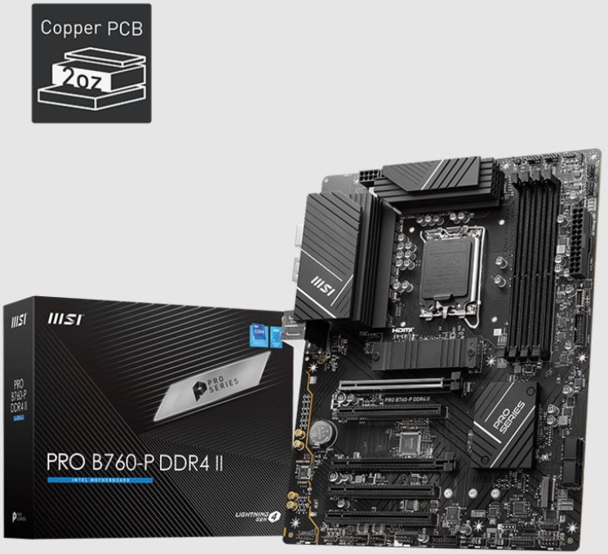 Дънна платка MSI PRO B760-P II, ATX, LGA1700, 4x DDR5, 5600 MHz, 2500 Mb/s, 1x HDMI, DisplayPort, USB Type-Cна ниска цена с бърза доставка - BestPC.BG