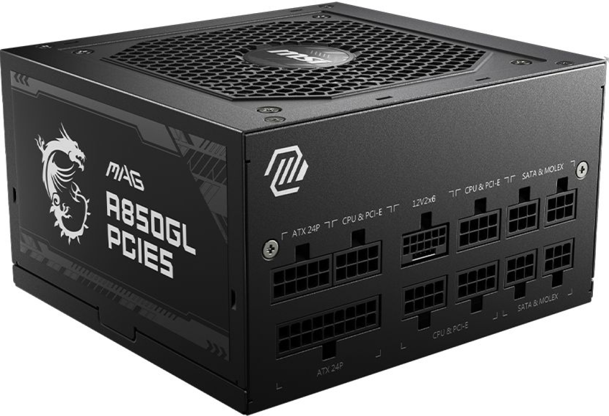 Захранване MSI MAG A850GL, 850 W, ATX, 120 мм, 90%, 80 Plus Gold, Active PFC, Модулнона ниска цена с бърза доставка - BestPC.BG