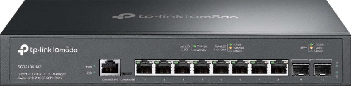 Комутатор/Суич TP-Link Omada SG3210X-M2, 8-портов 2.5 Gbps L2+ управляем комутаторна ниска цена с бърза доставка - BestPC.BG