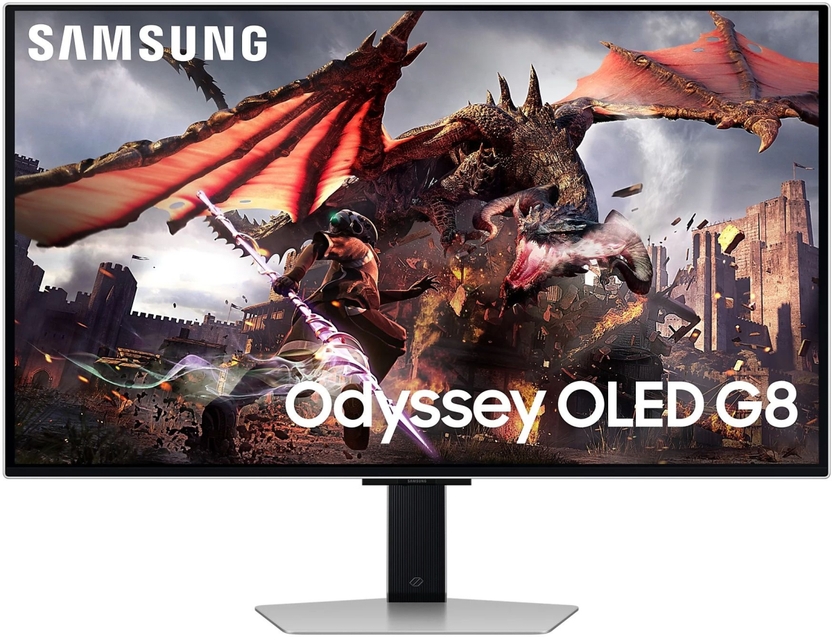 Монитор Samsung Odyssey OLED G8 G80SD, 32" 4К, OLED, 240 Hz, 250 cd/m2, 0.03 ms, DP, HDMI, 10W, Сребристна ниска цена с бърза доставка - BestPC.BG