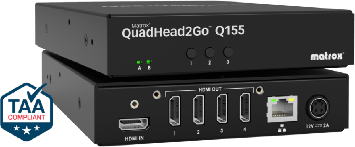 USB Хъб Външен мулти-дисплей адаптер Matrox QuadHead2GO Q155 Multi-Monitor Q2G-H4K2на ниска цена с бърза доставка - BestPC.BG