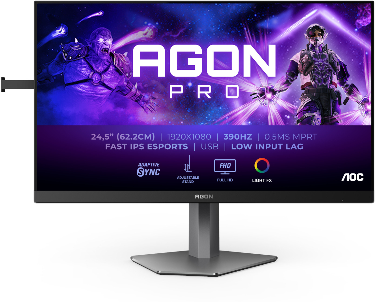 Монитор AOC AG256FS, 24.8\'\' Gaming monitor, Fast IPS panel, AG, 16:9, FHD 1920 x 1080, 400cd/m2, 1000:1, 0.3ms, 390Hz, Blackна ниска цена с бърза доставка - BestPC.BG