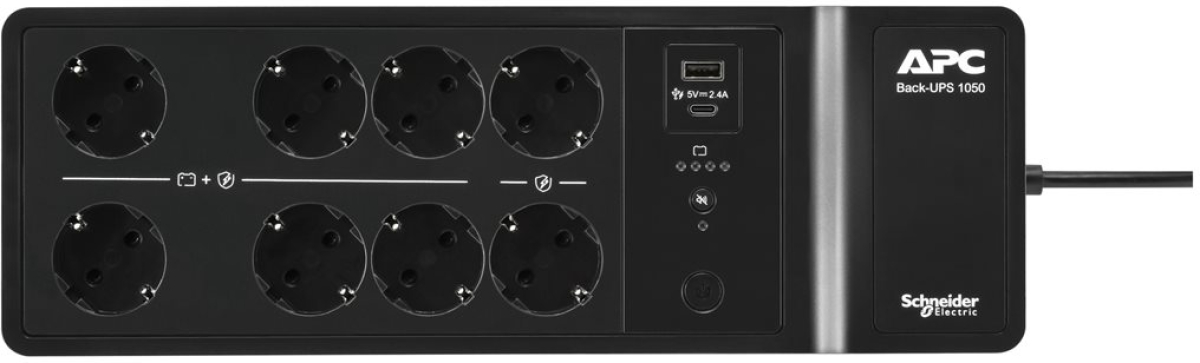 Непрекъсваемо захранване (UPS) APC Back-UPS 1050VA 8 schuko outlets 230V USB Type-C and A charging portsна ниска цена с бърза доставка - BestPC.BG