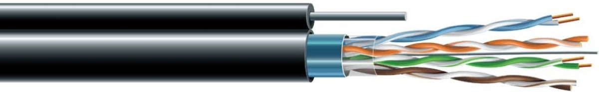 Инсталационен LAN кабел  Кабел cat. 5e F/UTP 100 MHz PE, черен, с UV защита и стоманено жило - 500 м - ECG E7091056на ниска цена с бърза доставка - BestPC.BG