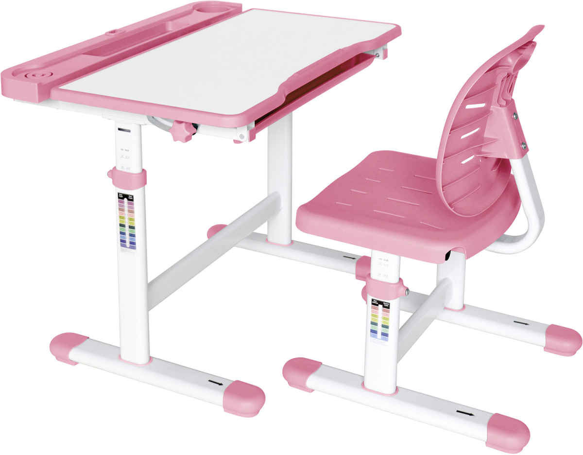 Бюро Ергономичен чин и стол RFG Ergo Tech 403X, ученически, MDF плот, метални крака, розовна ниска цена с бърза доставка - BestPC.BG