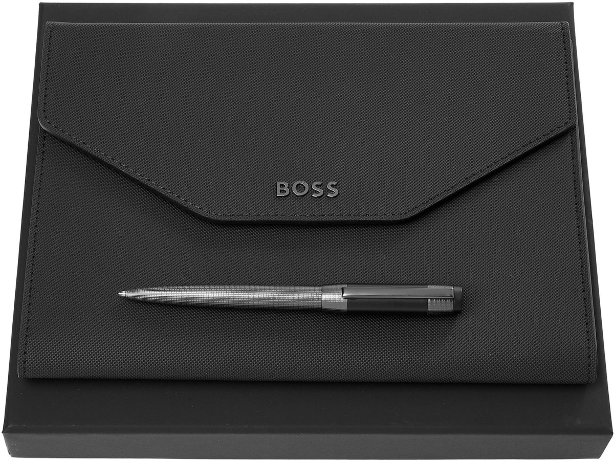 Hugo Boss Комплект химикалка и папка Rive, A5, хромна ниска цена с бърза доставка - BestPC.BG