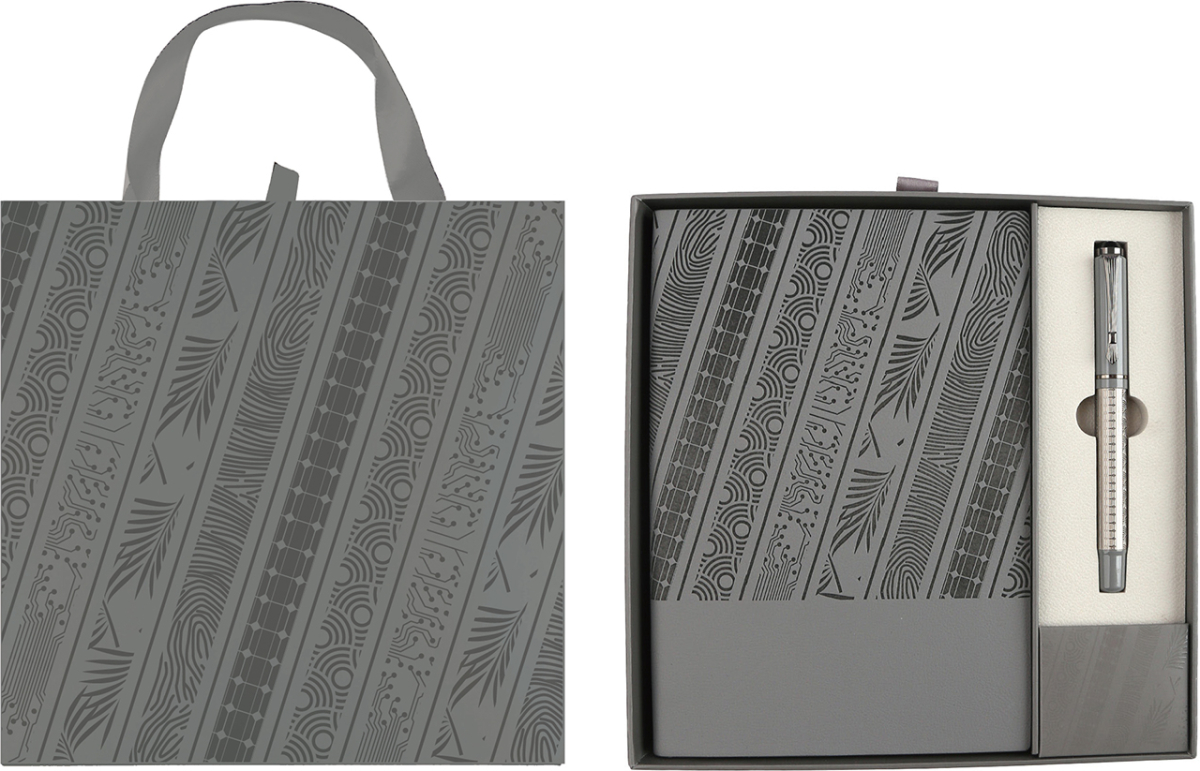 Floral Gray Комплект тефтер и химикалка, в кутия, сивина ниска цена с бърза доставка - BestPC.BG