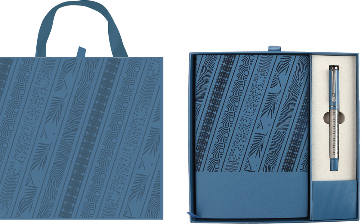 Floral Blue Комплект тефтер и химикалка, в кутия, синина ниска цена с бърза доставка - BestPC.BG