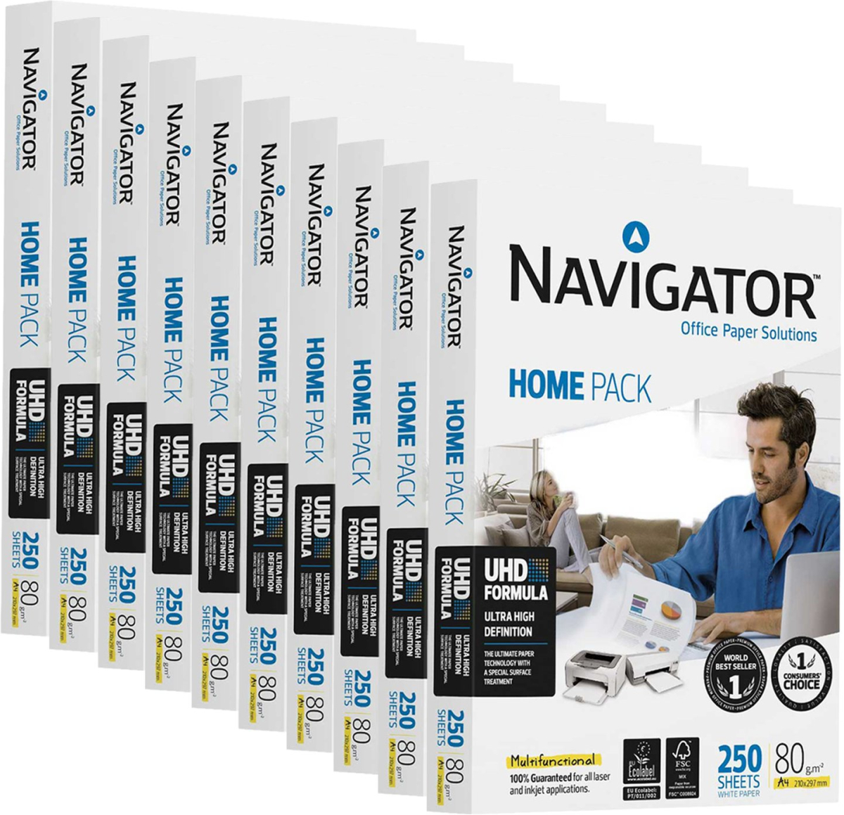 Хартия за принтер Navigator Копирна хартия Home Pack, А4, 80 g-m2, 250 листа, 10 пакетана ниска цена с бърза доставка - BestPC.BG