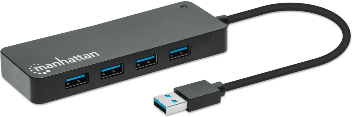 MANHATTAN 168403 :: 7-портов хъб, USB 3.0 Type A, 5 Gbps, черенна ниска цена с бърза доставка - BestPC.BG