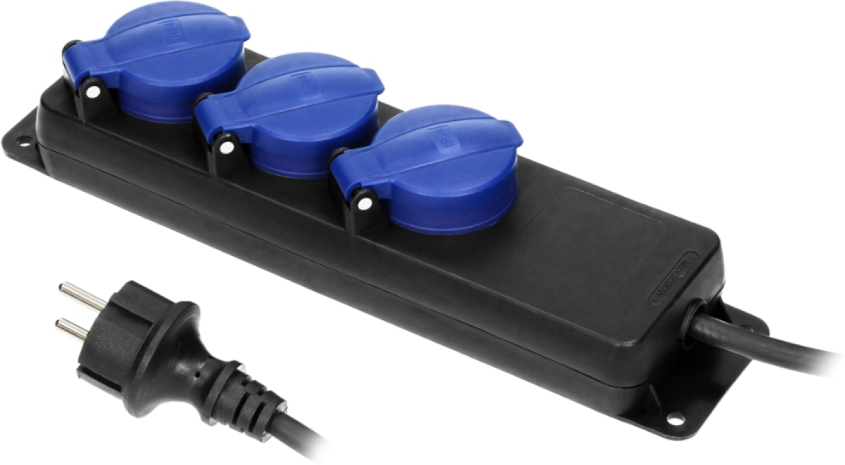 Контакт Разклонител 3x 2P+E Шуко със защитни капачки IP44 и кабел 5 m Heavy-duty - ORNO Heavy-duty OR-AE-13158(GS)/5Mна ниска цена с бърза доставка - BestPC.BG